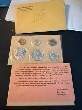 1964 Silver Proof Set US Mint OGP Envelope 90% Silver 5 Coins Kennedy Half